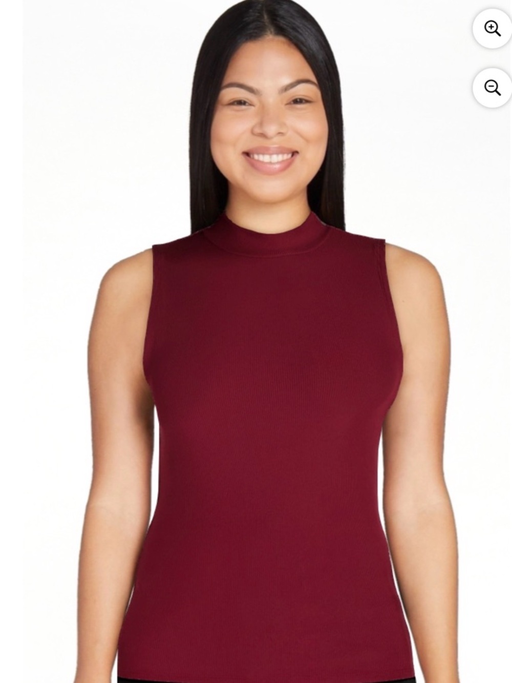 No Boundaries Mock Neck Sleeveless Rib Tank Top - Burgundy